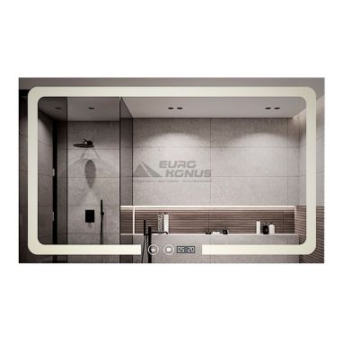 DUSEL Зеркало LED Smart DE-M3001 70x90 сенсорное включение, подогрев, часы, температура